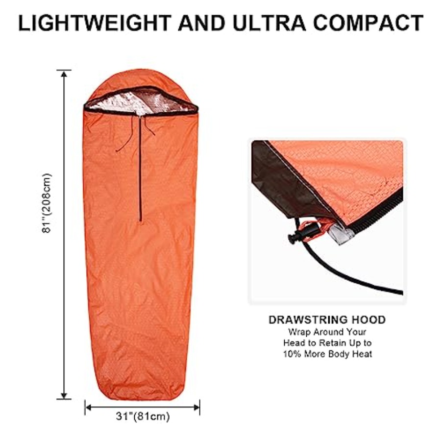 Emergency Sleeping Bag Thermal - đánh giá và giá Bivy Sack Lightweight